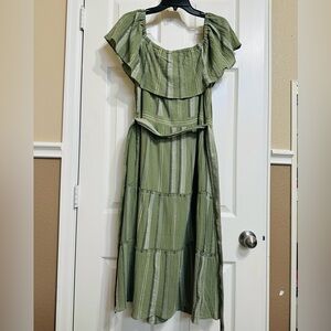 Isaac Mizrahi Green Midi Dress Size 14 💚